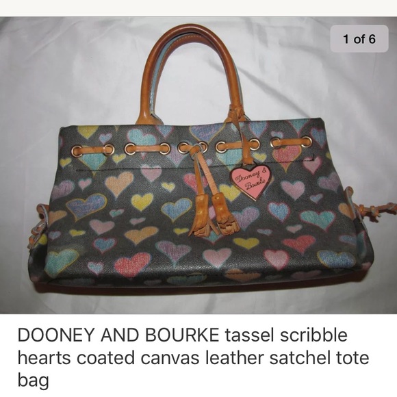 DOONEY BOURKE scribble hearts satchel hand bag - Picture 1 of 6